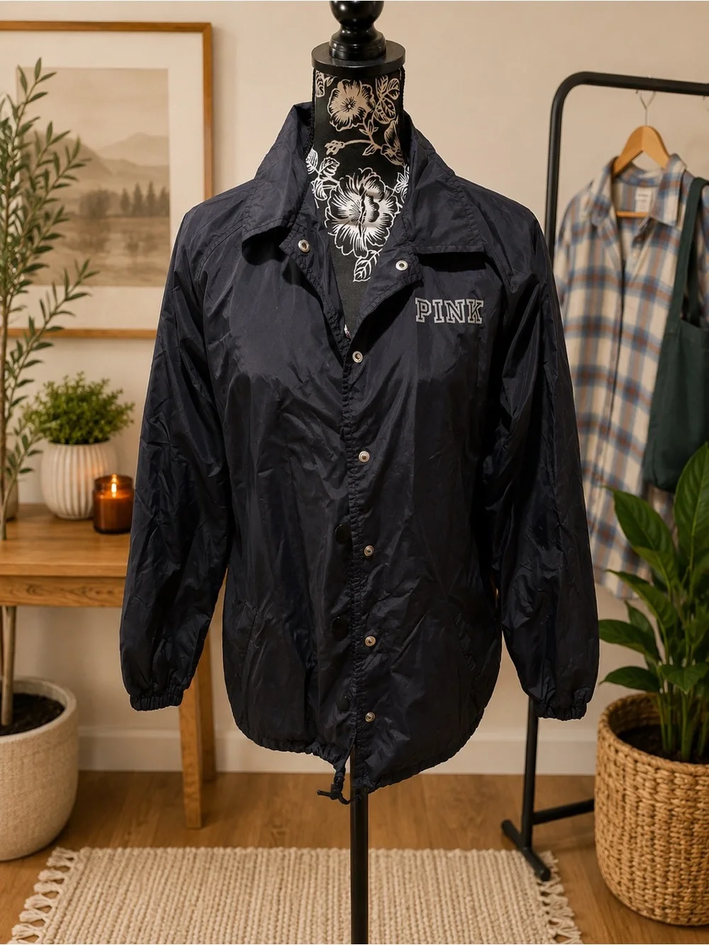 Victoria's Secret PINK Navy Snap-Front Coach Jacket